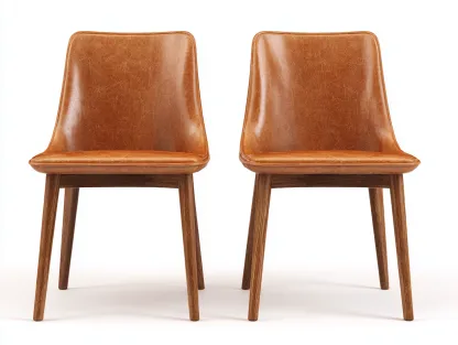 Chaise de salle à manger en revêtement effet cuir 52x50x84 cm - marron - style contemporain-Dengetbase