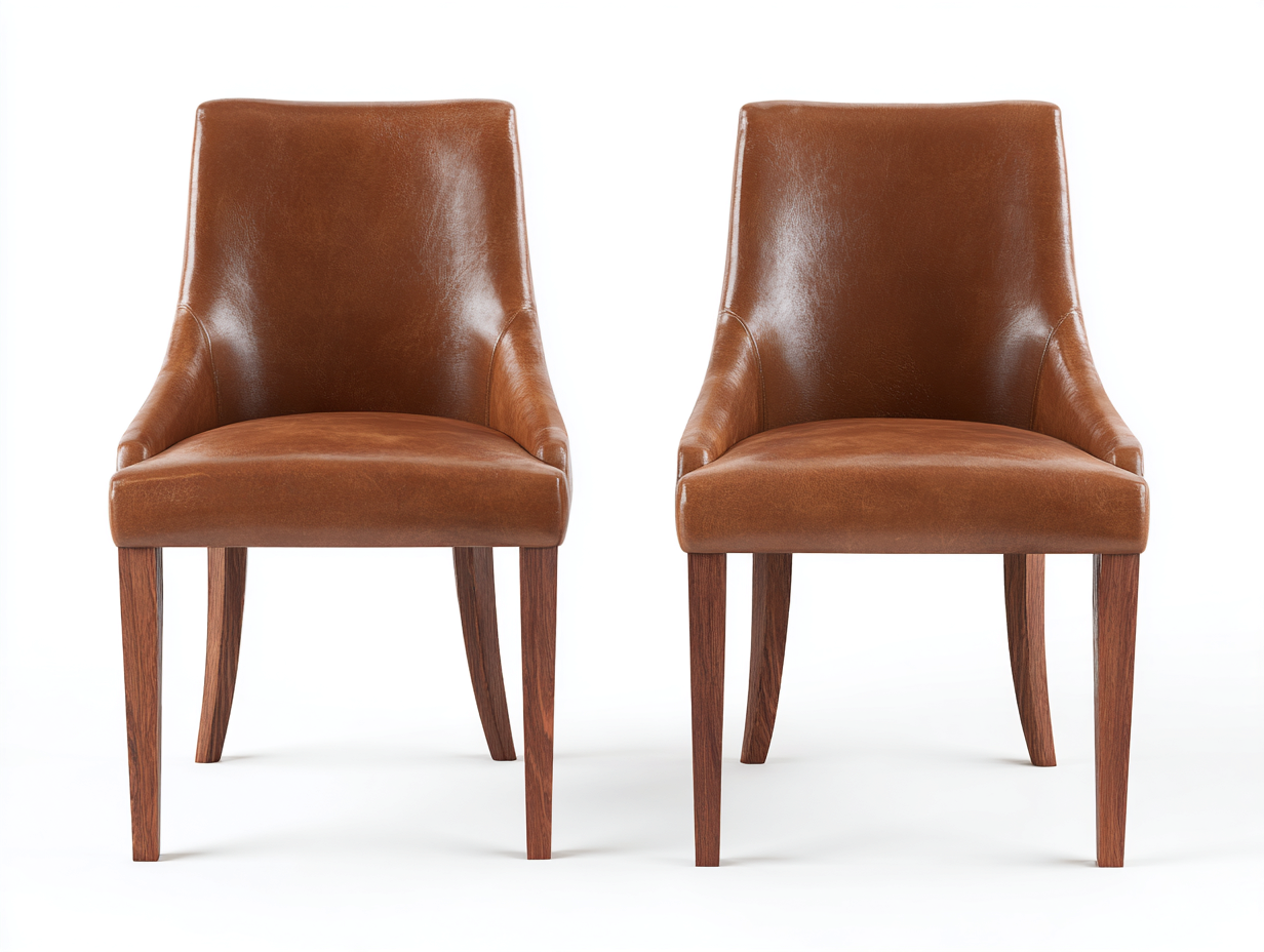 Chaise de salle à manger en revêtement effet cuir 55x50x85 cm - marron - style élégant-Dengetbase