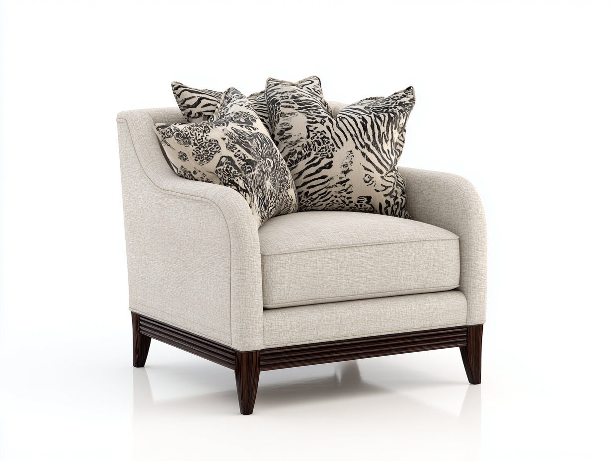 Fauteuil tissu 85x90x80 cm - beige - style contemporain pour salon-Dengetbase