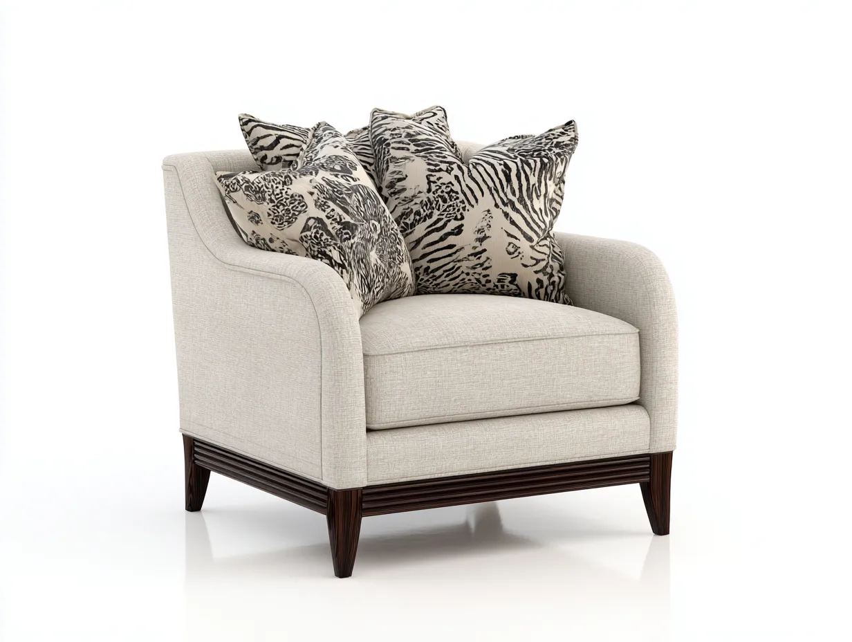 Fauteuil tissu 85x90x80 cm - beige - style contemporain pour salon-Dengetbase