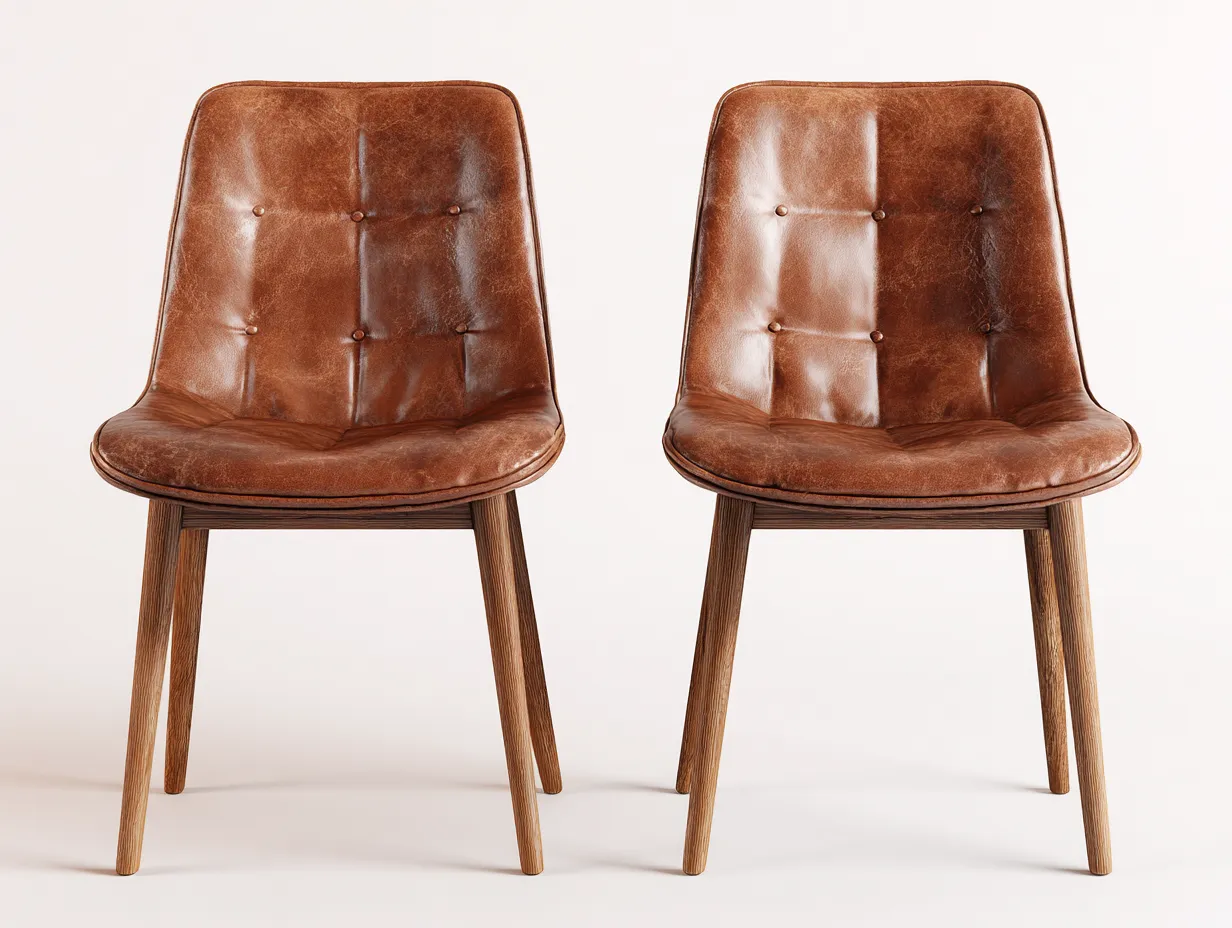 Chaise de salle à manger en cuir synthétique 45x55x85 cm - marron - style vintage-Dengetbase