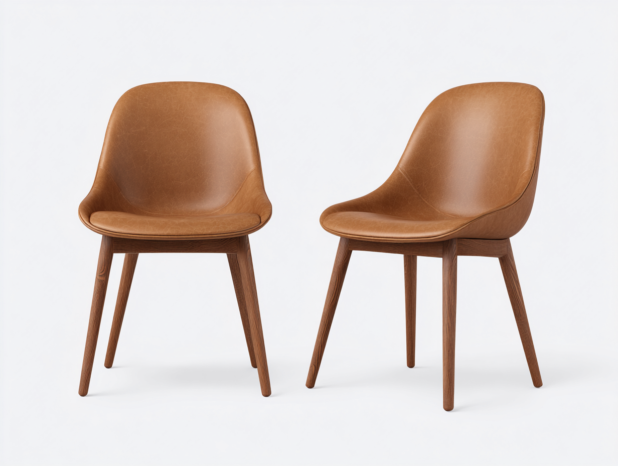 Chaise de salle à manger en cuir synthétique 56x55x84 cm - camel - design contemporain pour intérieur-Dengetbase