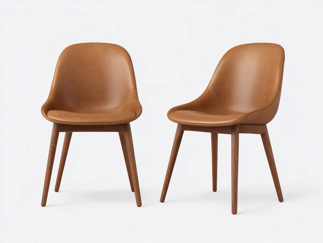 Chaise de salle à manger en cuir synthétique 56x55x84 cm - camel - design contemporain pour intérieur-Dengetbase