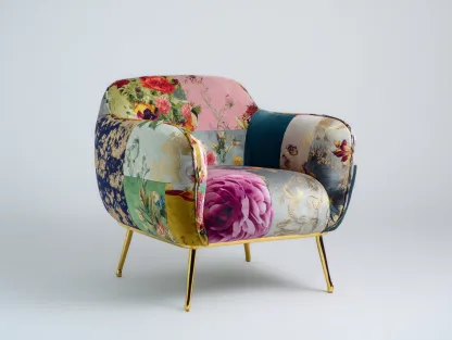 Fauteuil en tissu patchwork 75x70x80 cm - multicolore - style artistique pour intérieur-Dengetbase