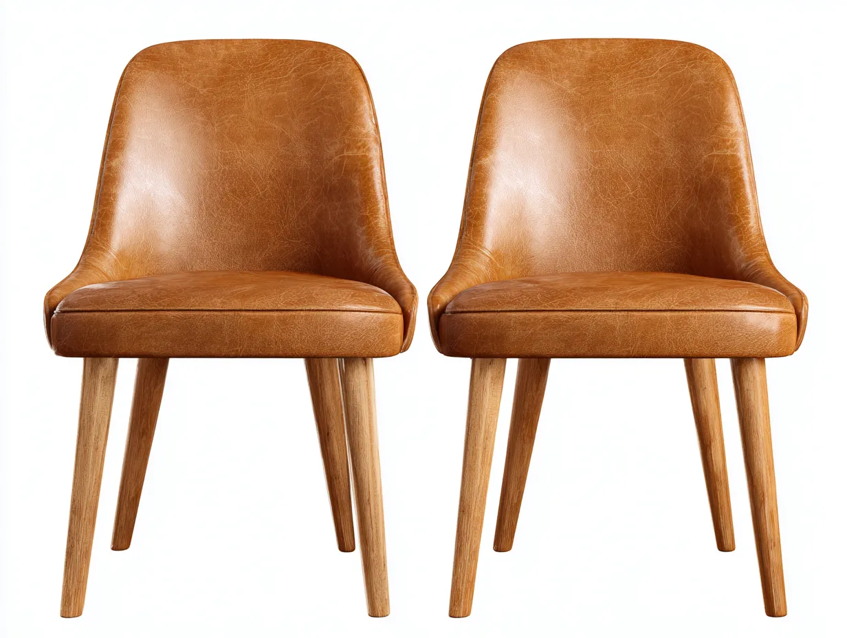 Chaise de salle à manger en similicuir 52x56x84 cm - marron - pour salle à manger - design moderne-Dengetbase