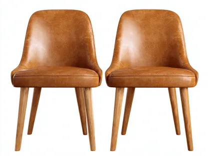 Chaise de salle à manger en similicuir 52x56x84 cm - marron - pour salle à manger - design moderne-Dengetbase