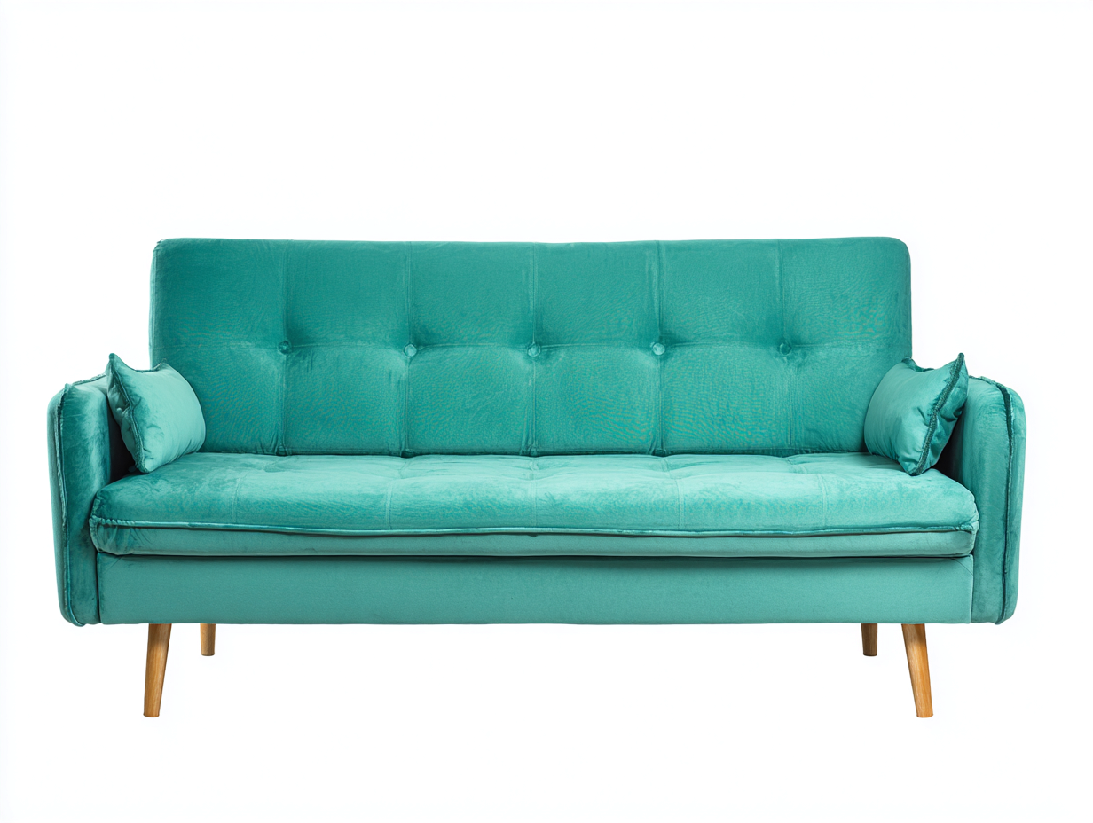 Canapé 3 places tissu rembourré 215x90x80 cm - Vert - Design rétro contemporain-Dengetbase