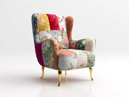 Fauteuil tissu patchwork 85x80x105 cm - multicolore - style classique pour salon-Dengetbase