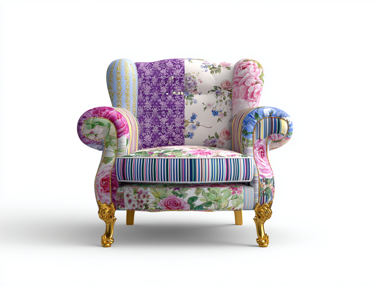 Fauteuil en tissu patchwork 80x75x95 cm - multicolore - style classique pour intérieur-Dengetbase