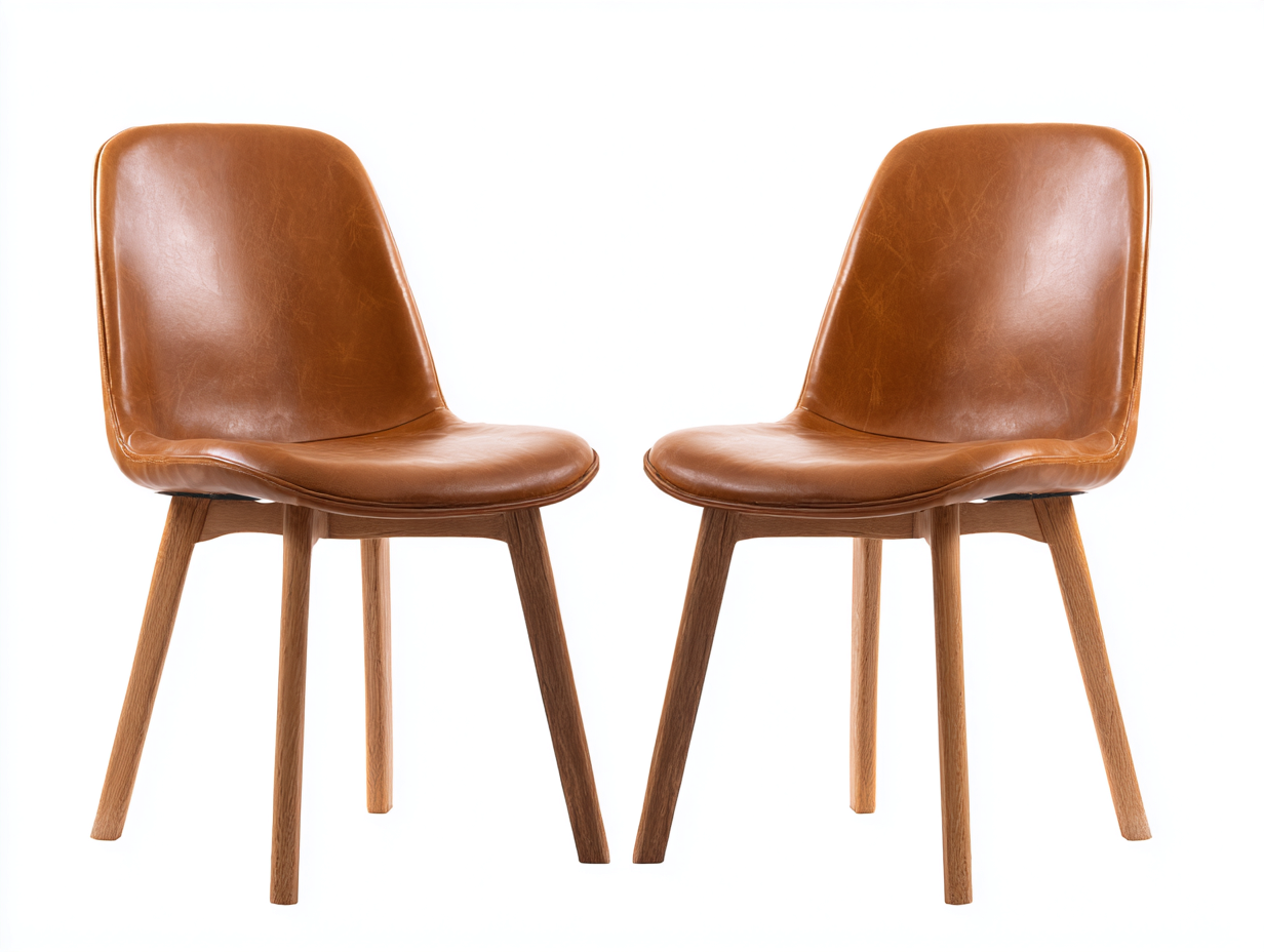 Chaise de salle à manger en cuir synthétique 56x55x84 cm - marron - design contemporain pour intérieur-Dengetbase