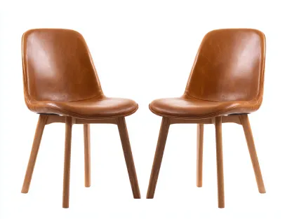 Chaise de salle à manger en cuir synthétique 56x55x84 cm - marron - design contemporain pour intérieur-Dengetbase