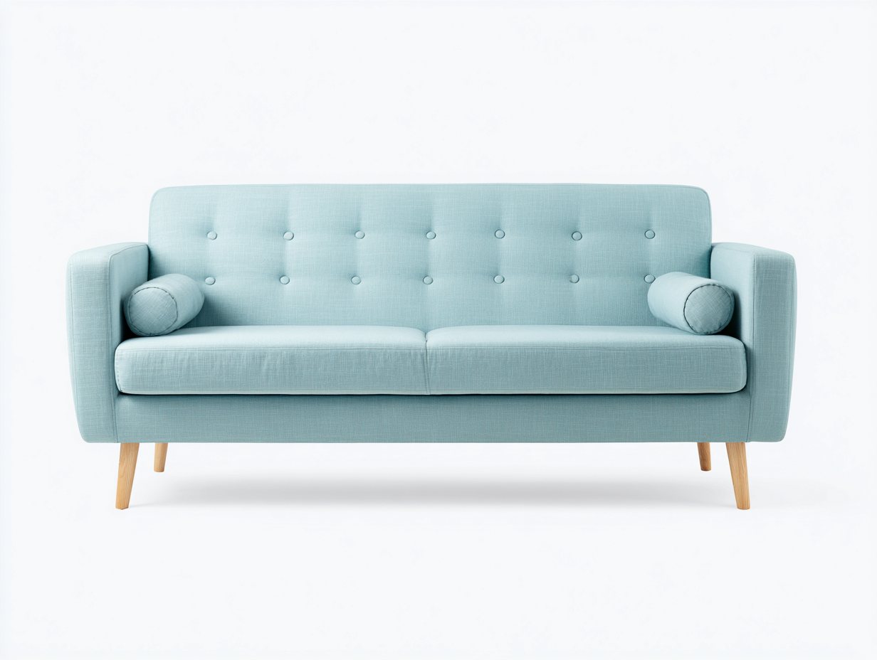 Canapé 3 places en tissu 195x80x85 cm - bleu clair - style scandinave pour salon-Dengetbase