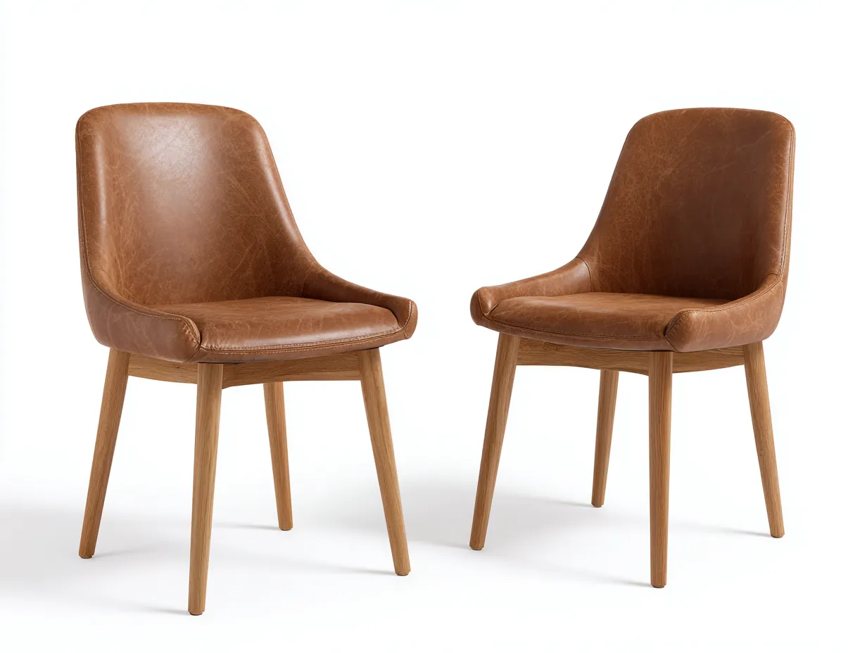 Chaise de salle à manger revêtement effet cuir 56x58x82 cm - marron - style vintage pour salle à manger-Dengetbase