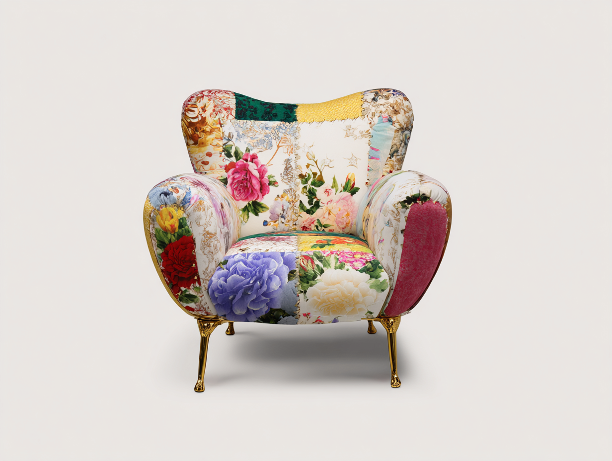 Fauteuil en tissu imprimé 78x80x98 cm - multicolore - style artistique pour salon-Dengetbase