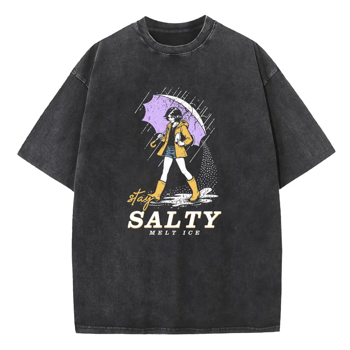 Dorawear™  Stay Salty Vintage Wash Tee – Oversized Coastal Girl Shirt