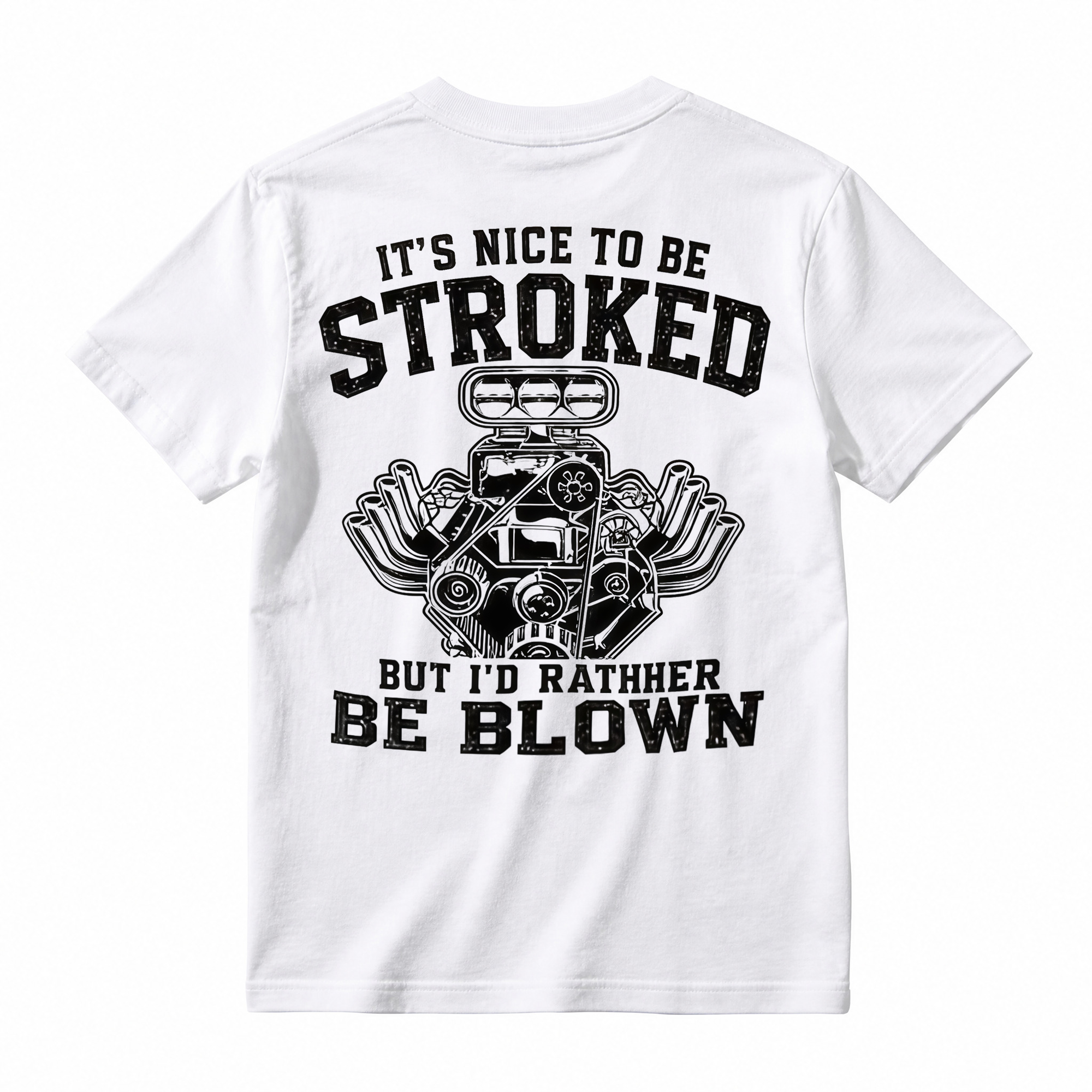 "Stroked & Blown" V8 Engine Humor T-shirt