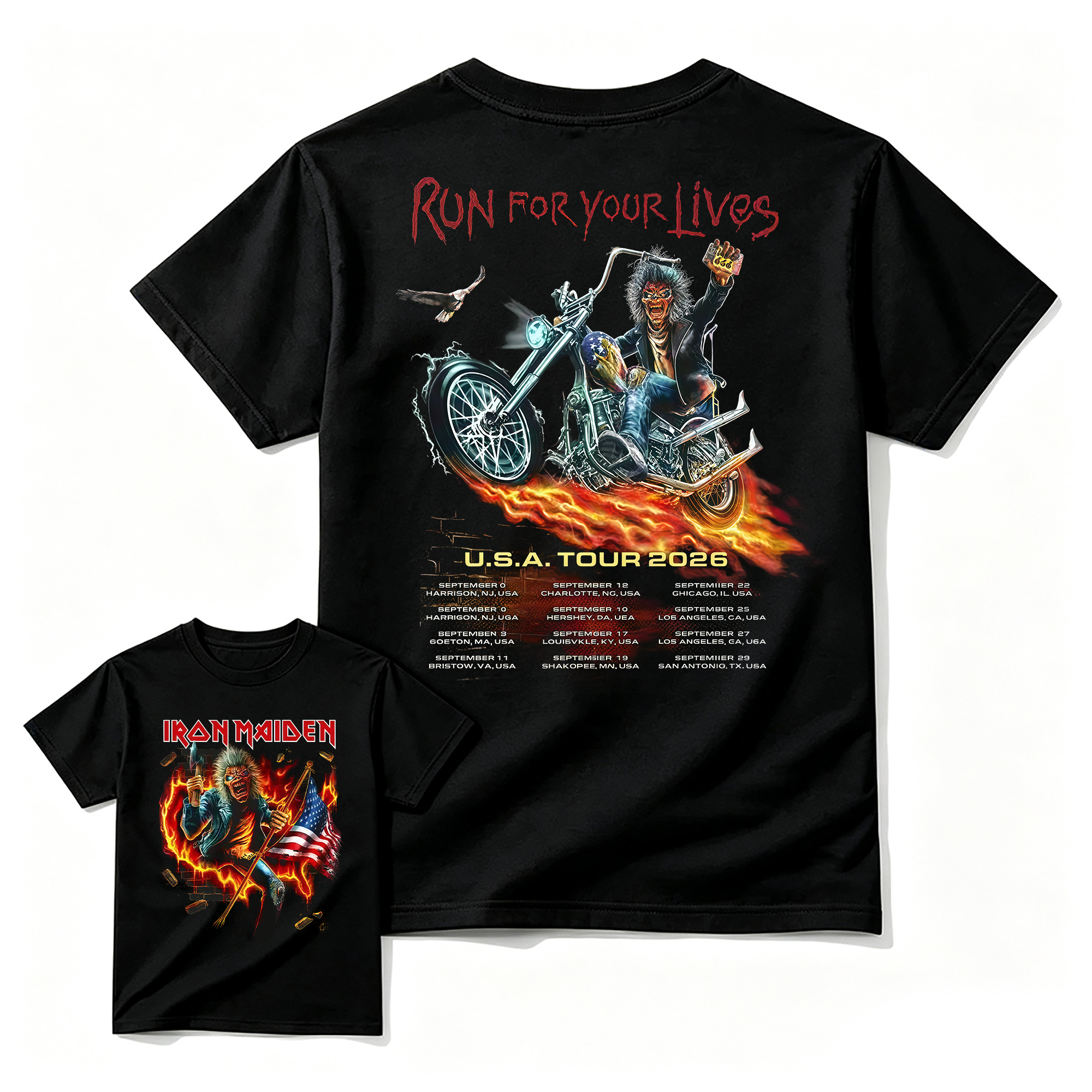 2026 "Run For Your Lives" Heavy Metal Biker Graphic Music T-Shirt