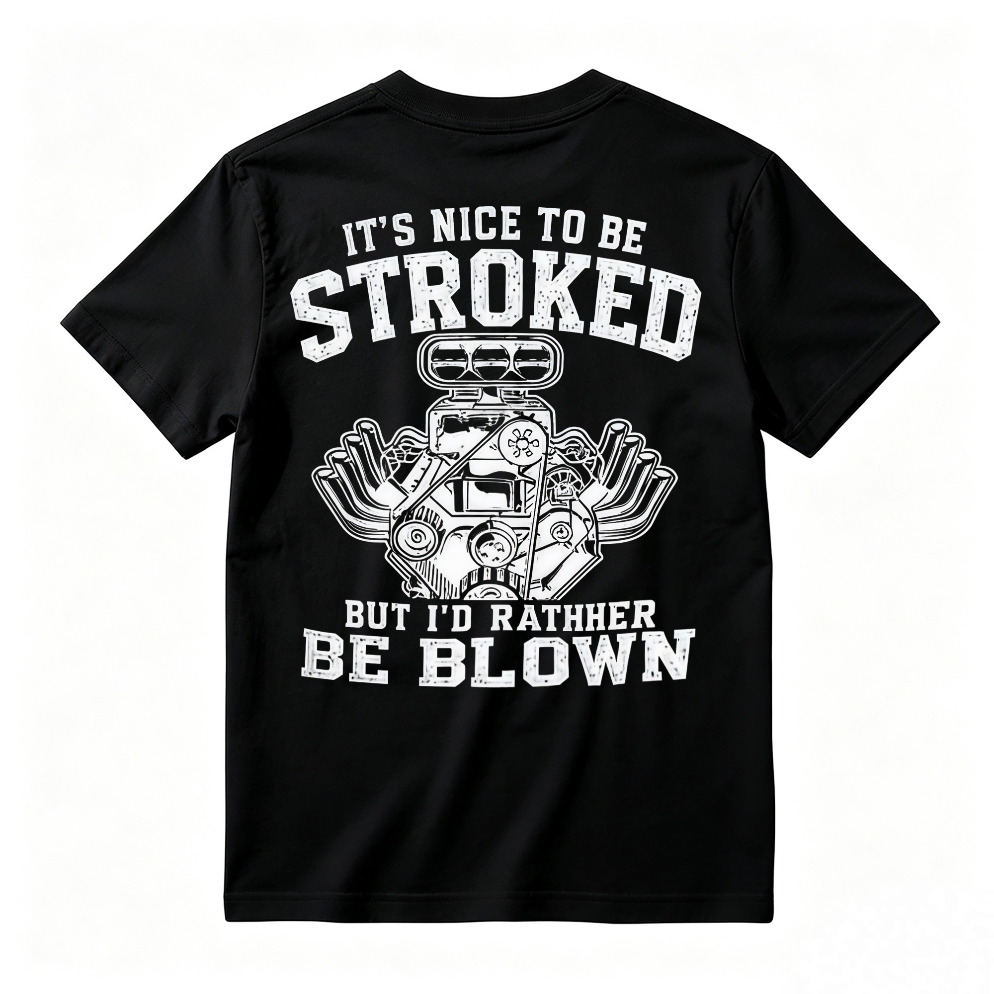 "Stroked & Blown" V8 Engine Humor T-shirt