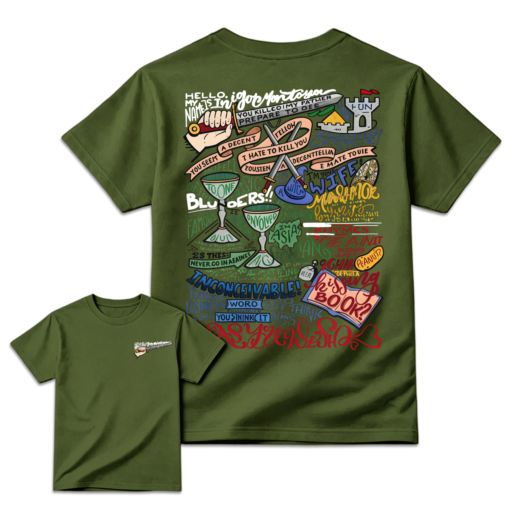 Th3 Pr1nc3ss Br1d3 Inspired Graphic T-Shirt, Iconic Movie Quotes Hand-Lettered Tee