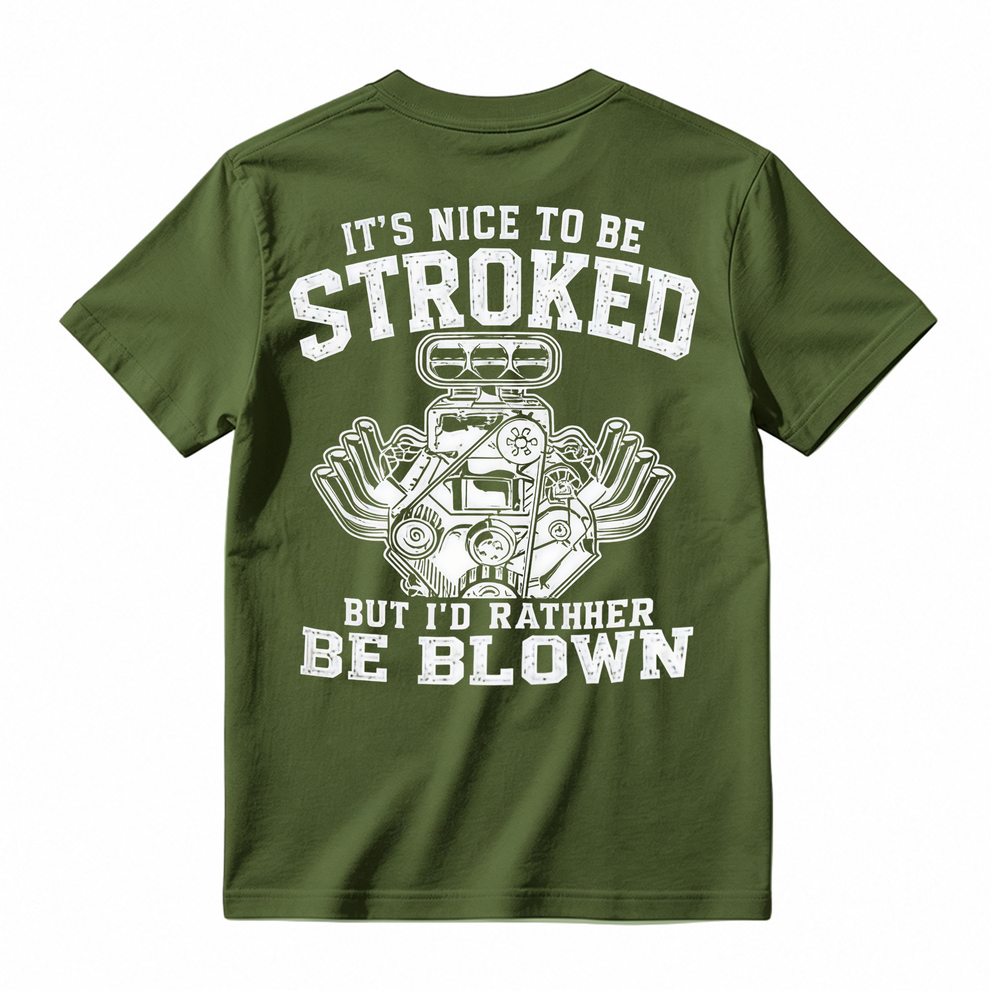 "Stroked & Blown" V8 Engine Humor T-shirt