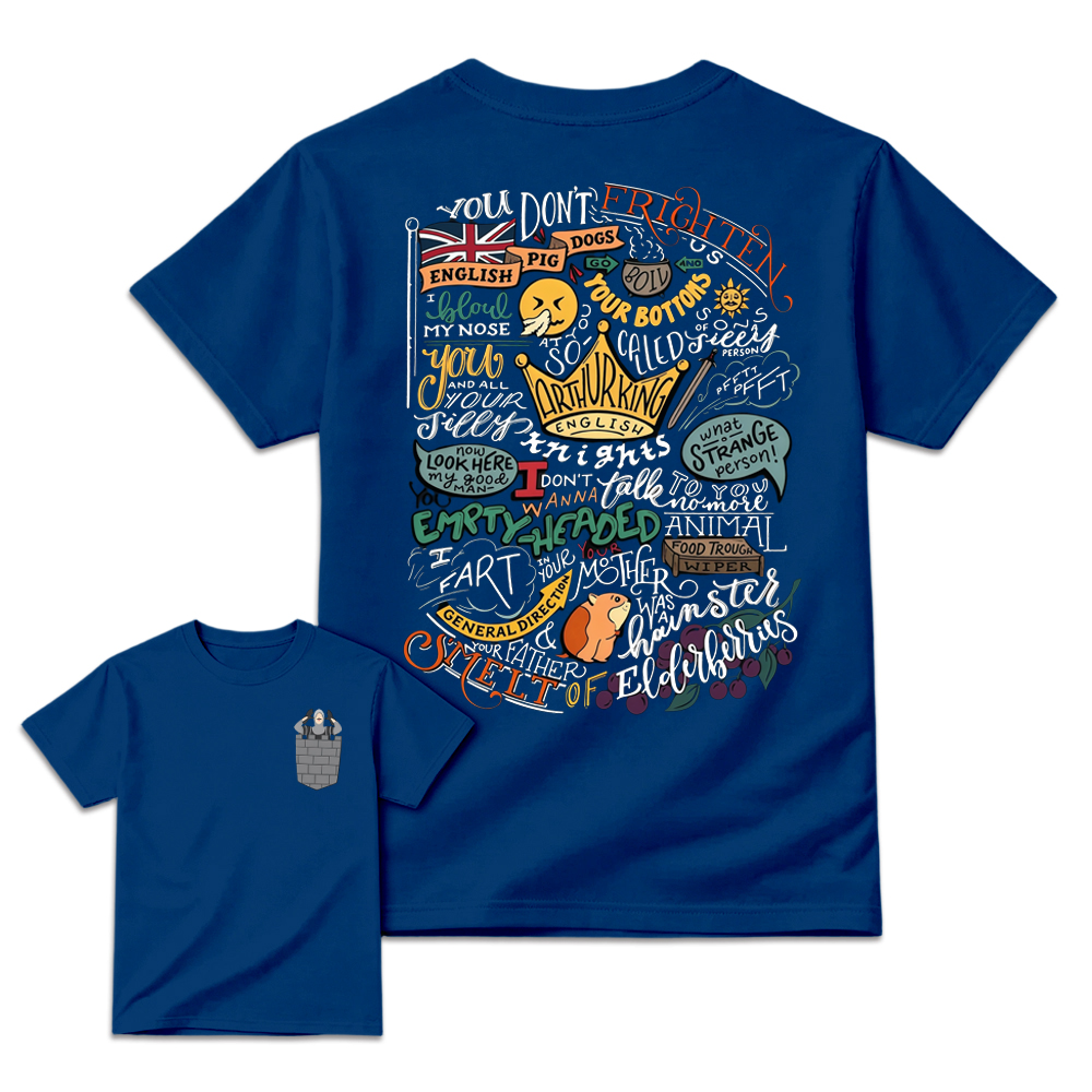 Monty.Python. Classic Comedy Quote T-Shirt, French Taunt Castle Scene Tee