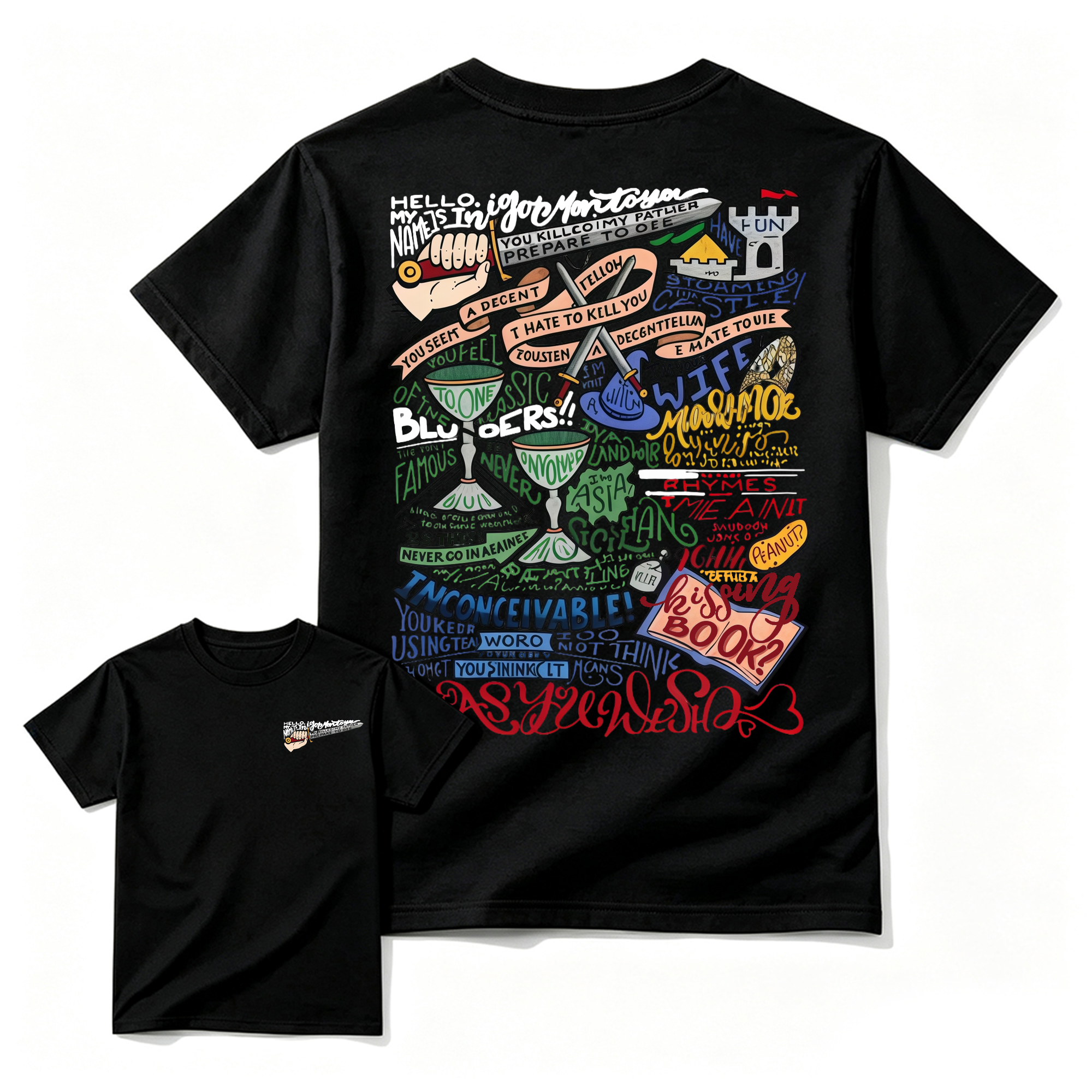 Th3 Pr1nc3ss Br1d3 Inspired Graphic T-Shirt, Iconic Movie Quotes Hand-Lettered Tee
