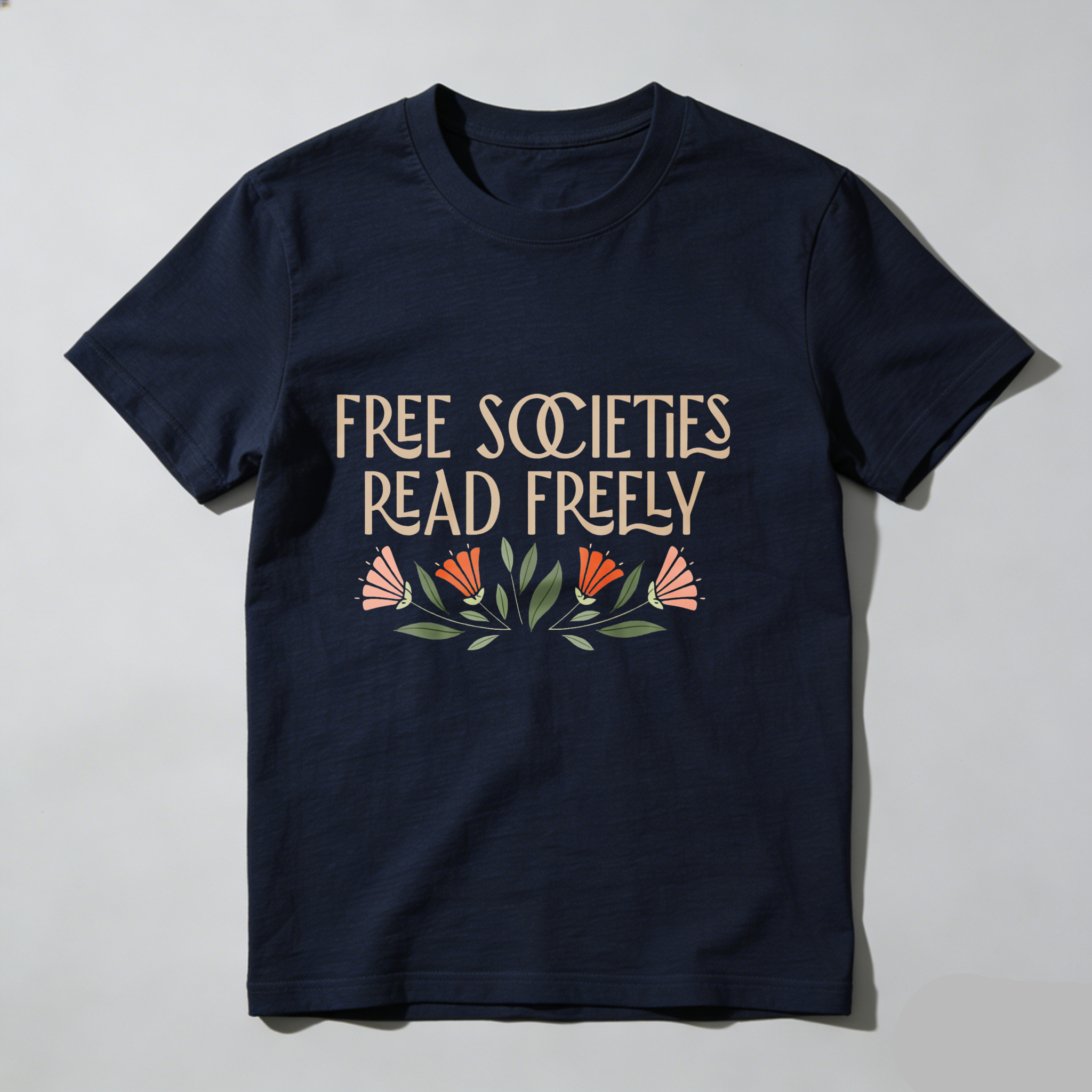 Dorawear™ Free Societies Read Freely With Flowers T Shirt