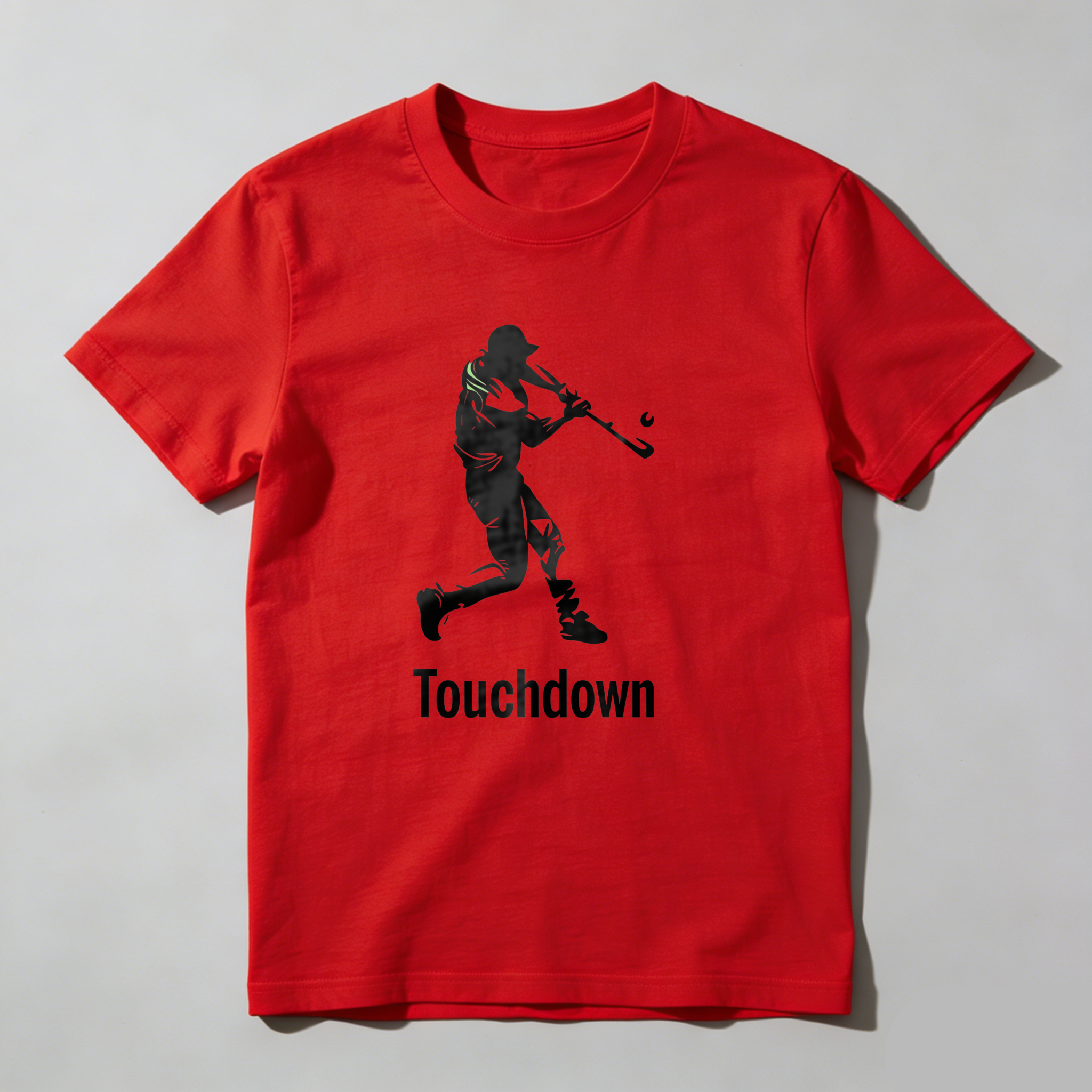 Dorawear™ Cricket Player Batting Silhouette Touchdown Text  T Shirt
