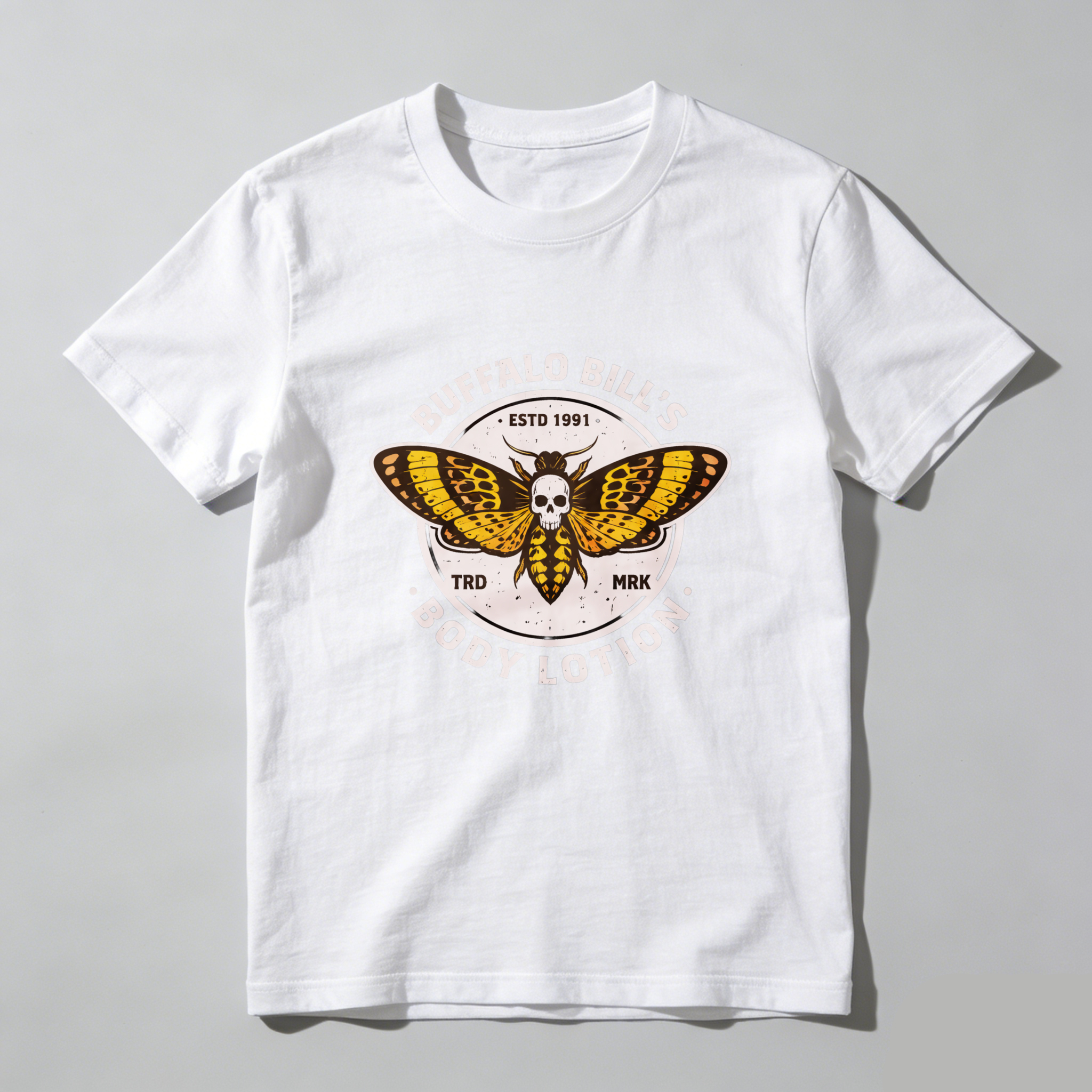 Dorawear™ Buffalo Bills Body Lotion Moth Skull Pure Cotton Short Sleeve T Shirt-Dorawear