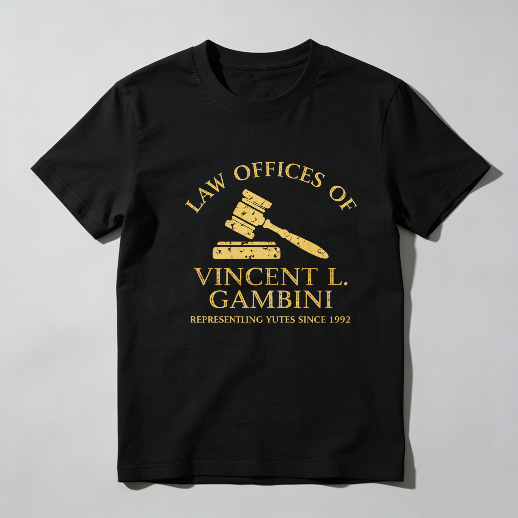 Dorawear™ Law Offices Of Vincent L Gambini Representing Yutes Since 1992 Pure Cotton Short Sleeve T Shirt-Dorawear