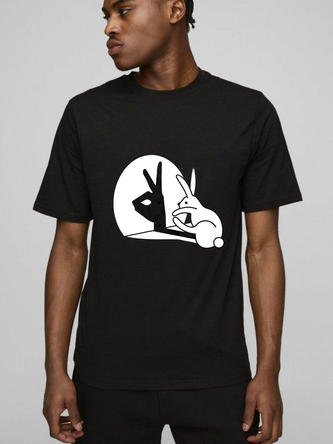 Dorawear™ Rabbit Making Peace Sign In Moon T Shirt