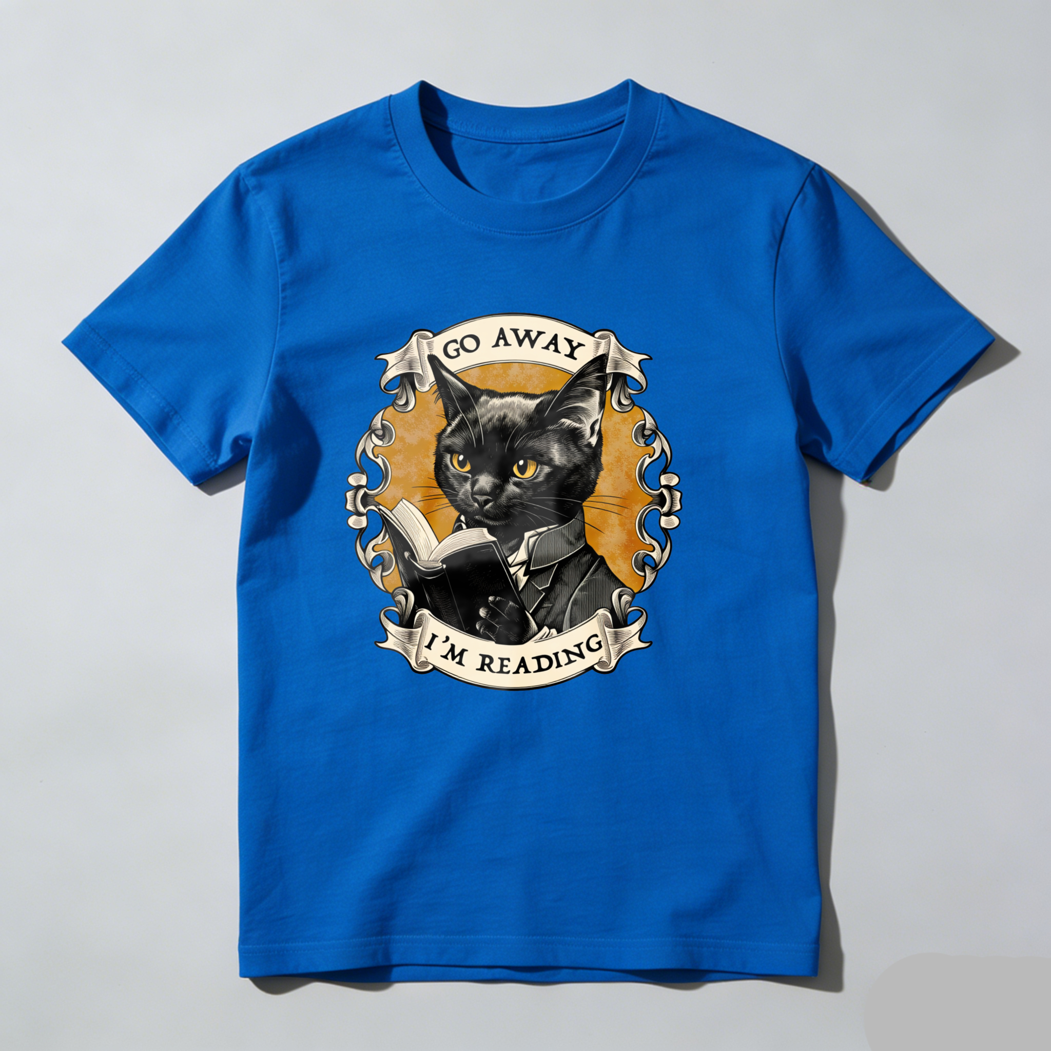 Dorawear™ Cat Reading Book With Text Go Away I'm Reading T Shirt