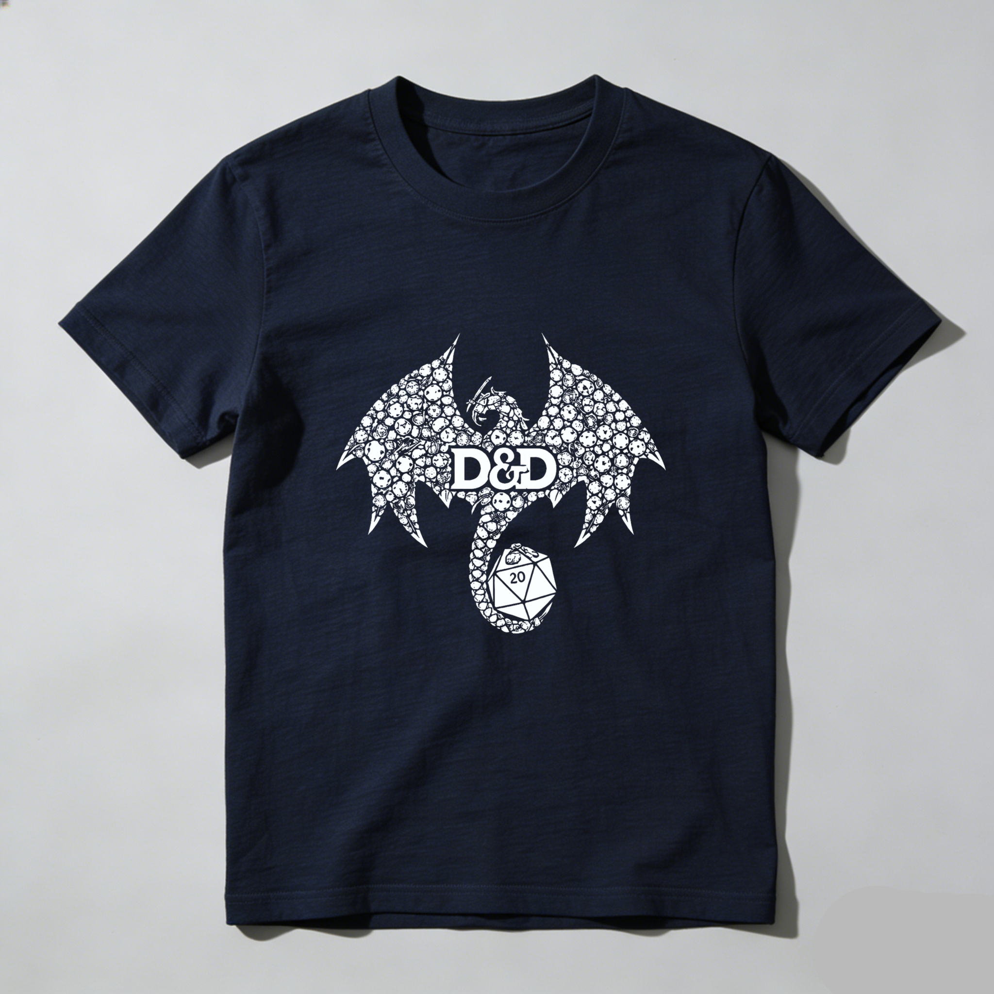 Dorawear™ Dragon Dnd Dice Pattern Pure Cotton Short Sleeve T Shirt-Dorawear