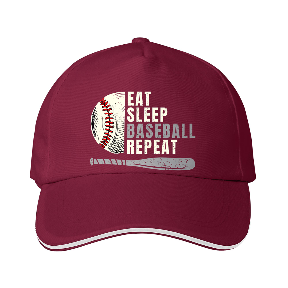 Dorawear™ Baseball Cap Eat Sleep Baseball Repeat With Ball And Bat Design For Sports Fans