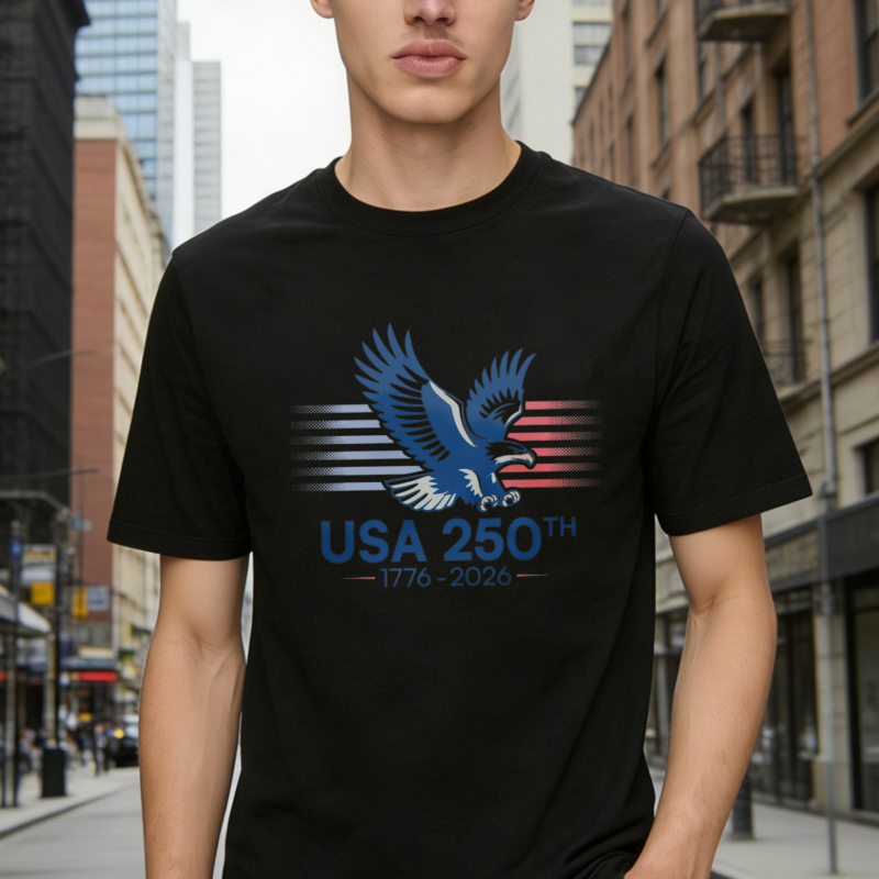 Dorawear™   Eagle And American Flag Design Usa 250th Anniversary 1776 2026 T-shirt