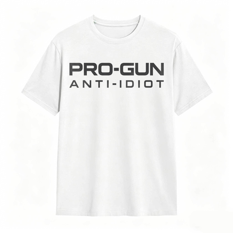 Pro-Gun Anti-Idiot Graphic Print Cotton Shirt