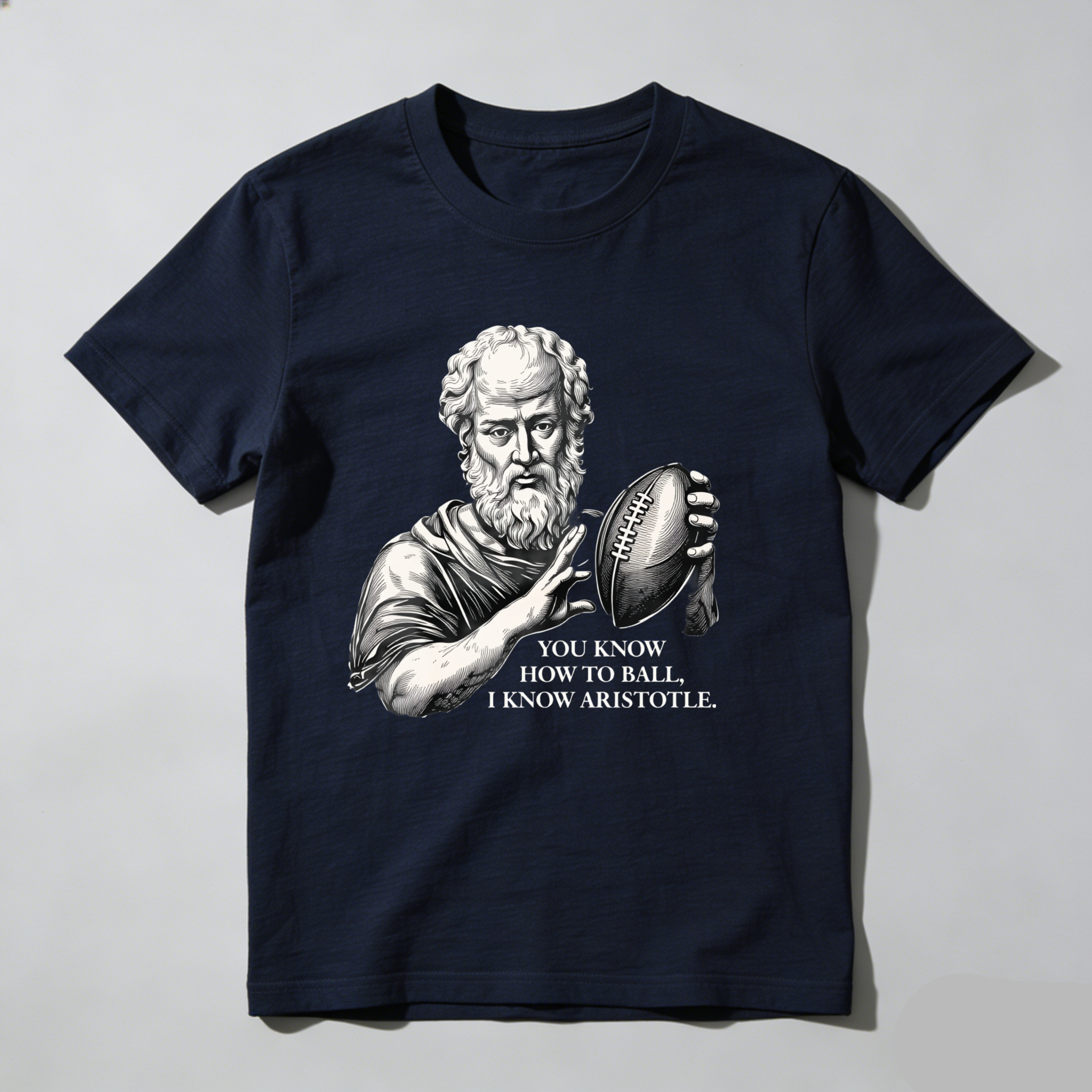 Dorawear™Aristotle Holding Football With Text T Shirt