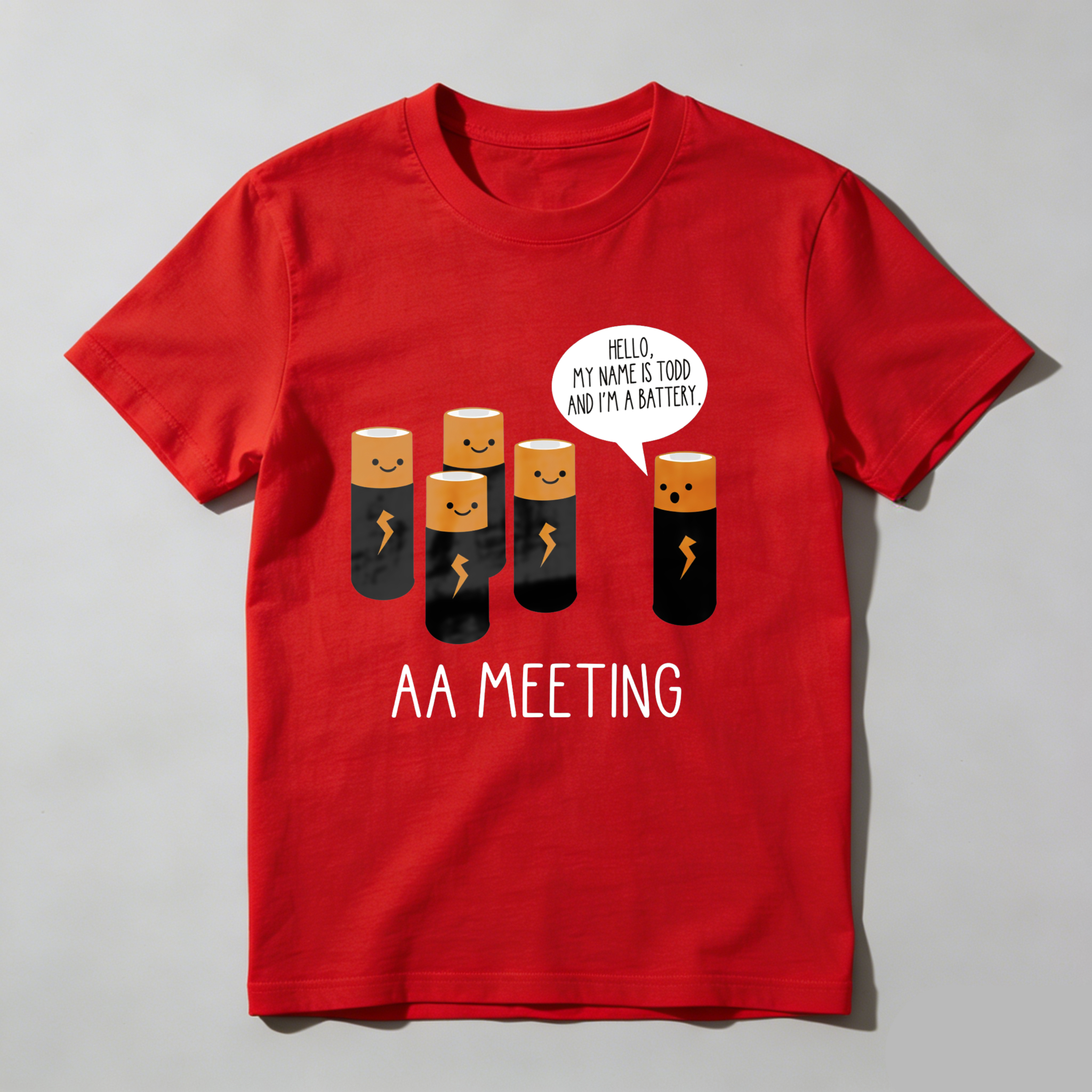 Dorawear™ Battery Characters With Speech Bubble And Text T Shirt