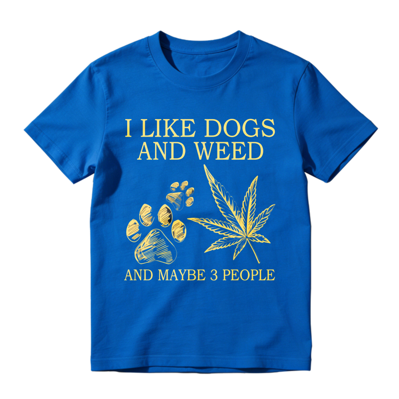 I Like Dogs And Weed And Maybe 3 People Paw Print And Leaf Design Unisex Classic T-shirt