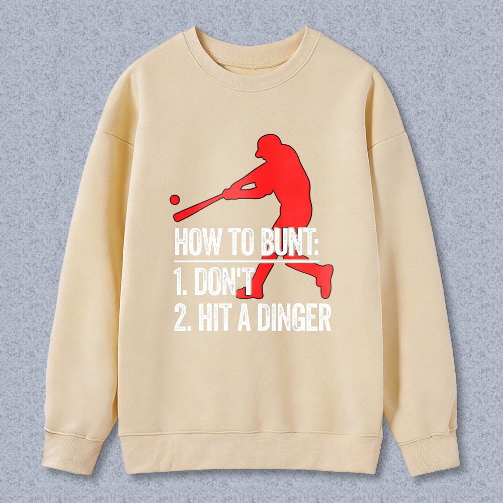 Dorawear™ Baseball Player Silhouette With Text How To Run 1 Don't 2 Hit The Dinger Unisex Classic Sweatshirt-Dorawear