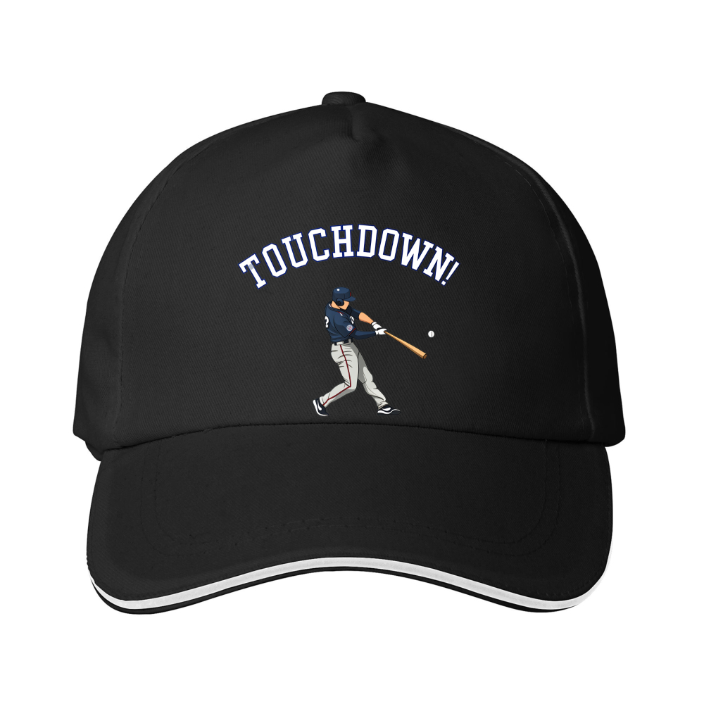 Dorawear™ Baseball Cap Touchdown Text And Baseball Player Design For Sports Fans