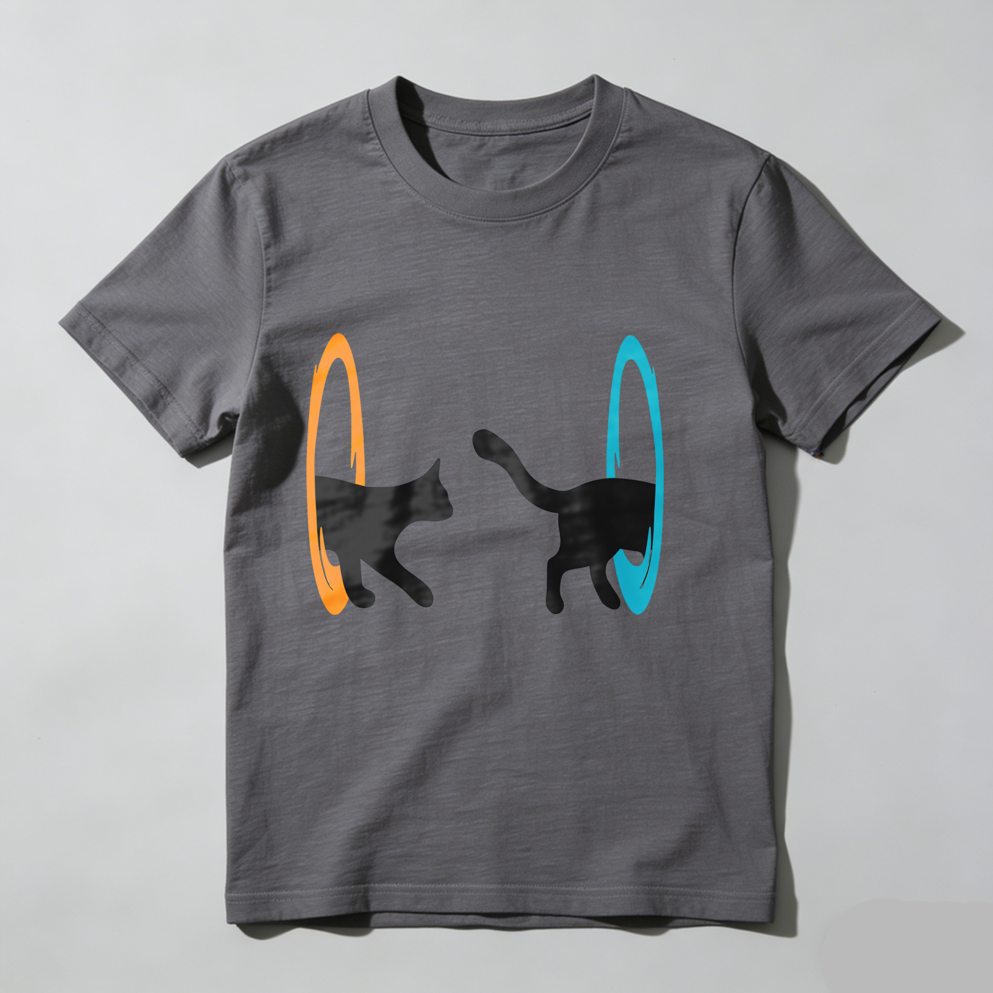Dorawear™ Orange Circle Black Cat Blue Circle T Shirt