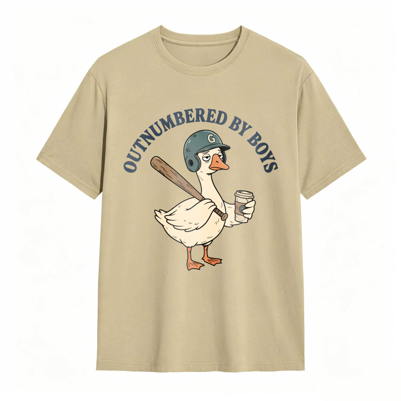 Dorawear™Duck Holding Baseball Bat And Coffee Cup Outnumbered By Boys Unisex Classic T-shirt