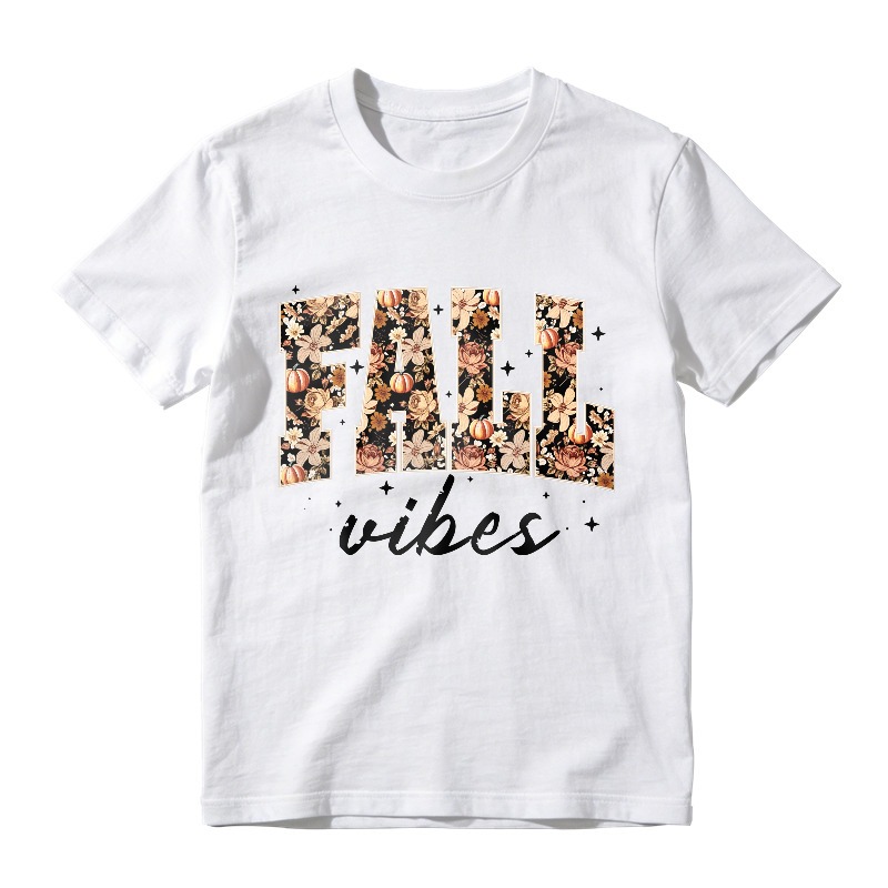 Fall Vibes Floral Pumpkin Graphic, Unisex Classic T-shirt