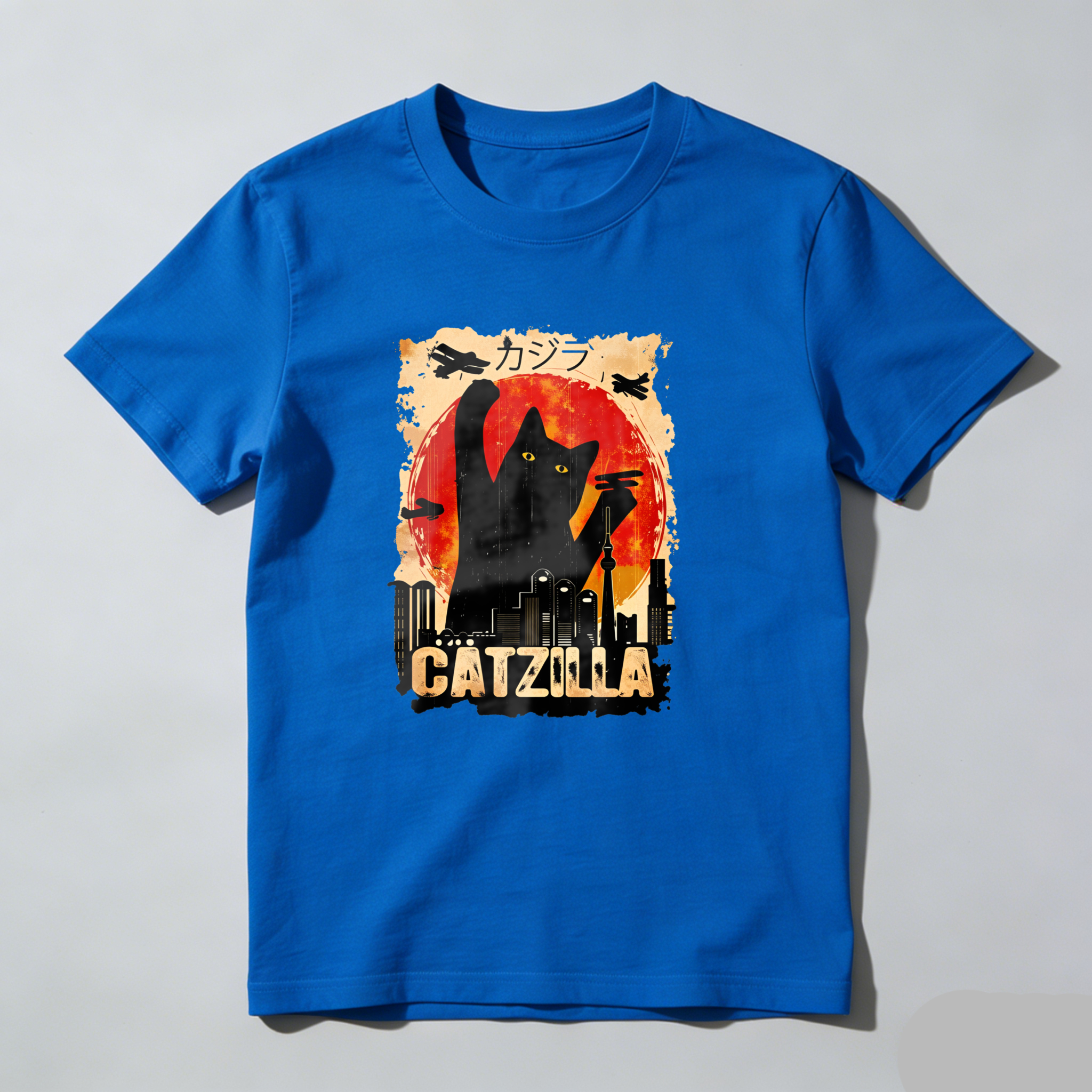 Catzilla Giant Cat Destroying City tshirt 100% cotton