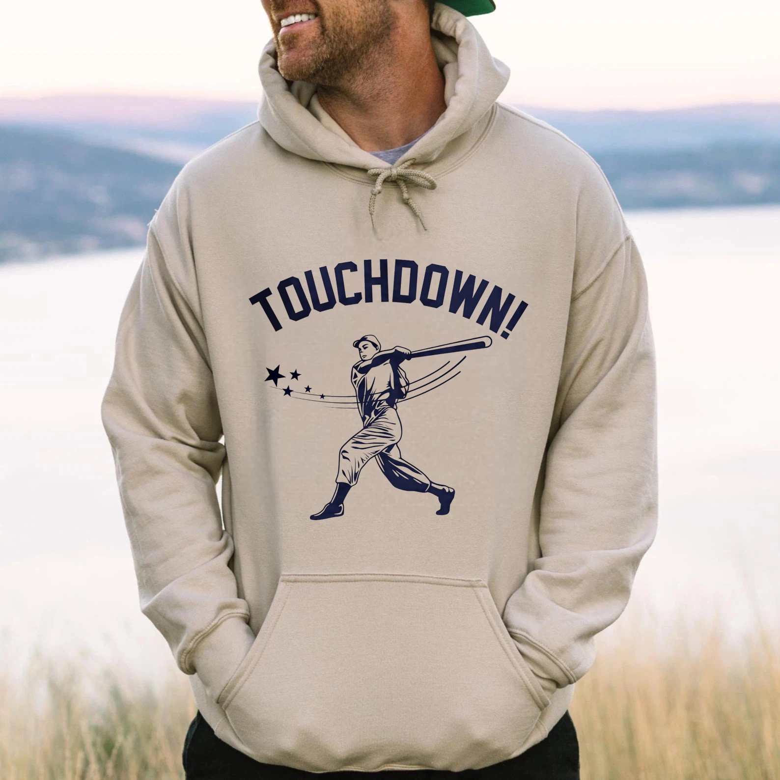 Dorawear™ Touchdown Football Player Hoodie Black Sweatshirt With Graphic Design For Sports Fans