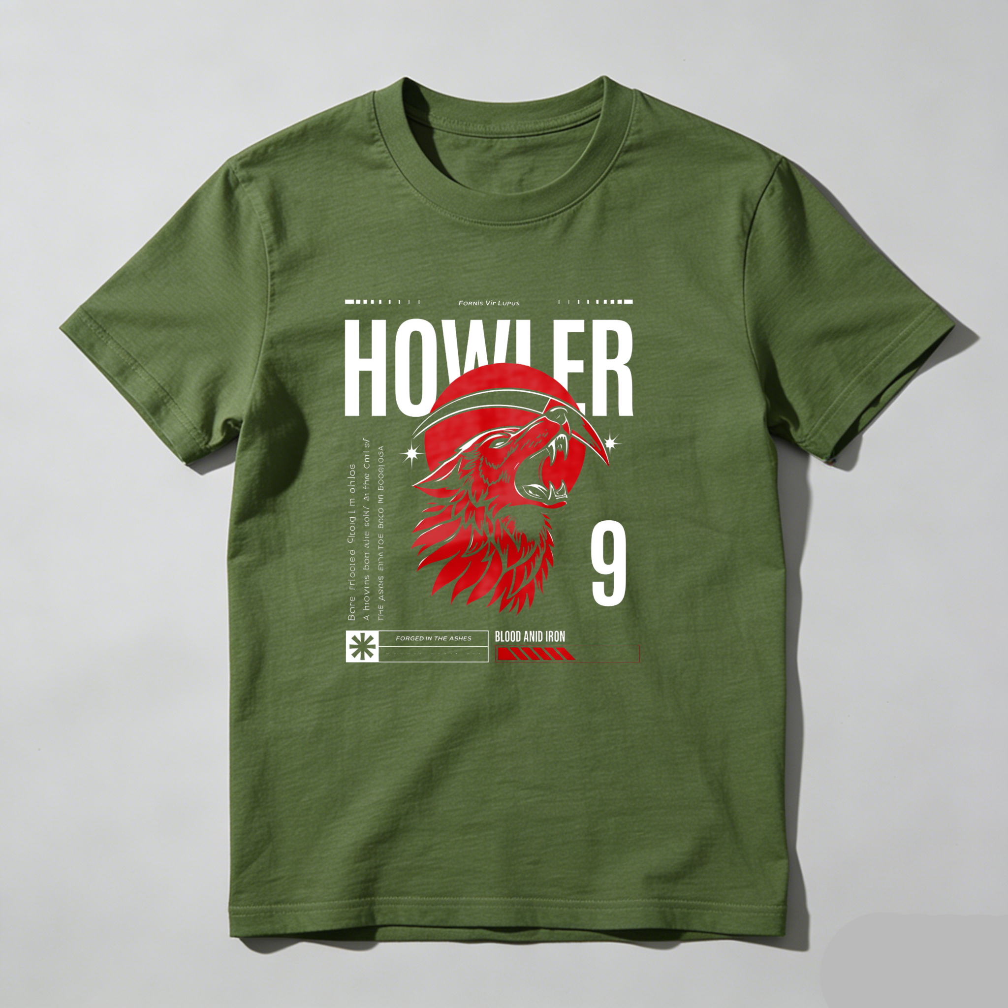 Dorawear™ Howler Wolf Head Number Nine Design T Shirt