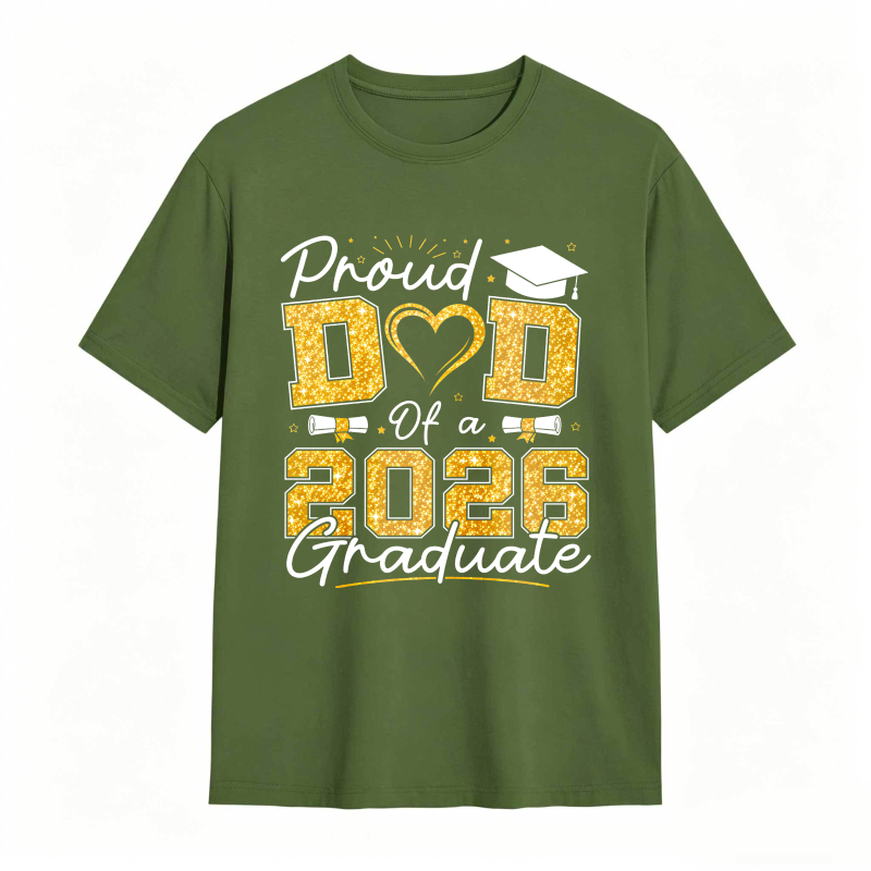 Dorawear™ Proud Dad Of A 2026 Graduate Graduation Cap Heart And Bow Tie Design Unisex Classic T-shirt