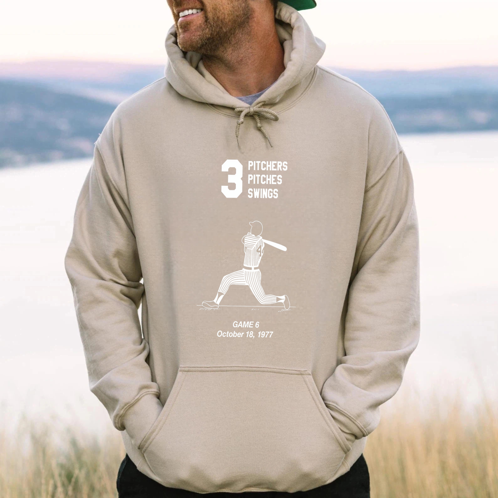 Dorawear™ 3 Pitchers 3 Pitches 3 Swings Game 8 October 18 1977 Baseball Hoodie