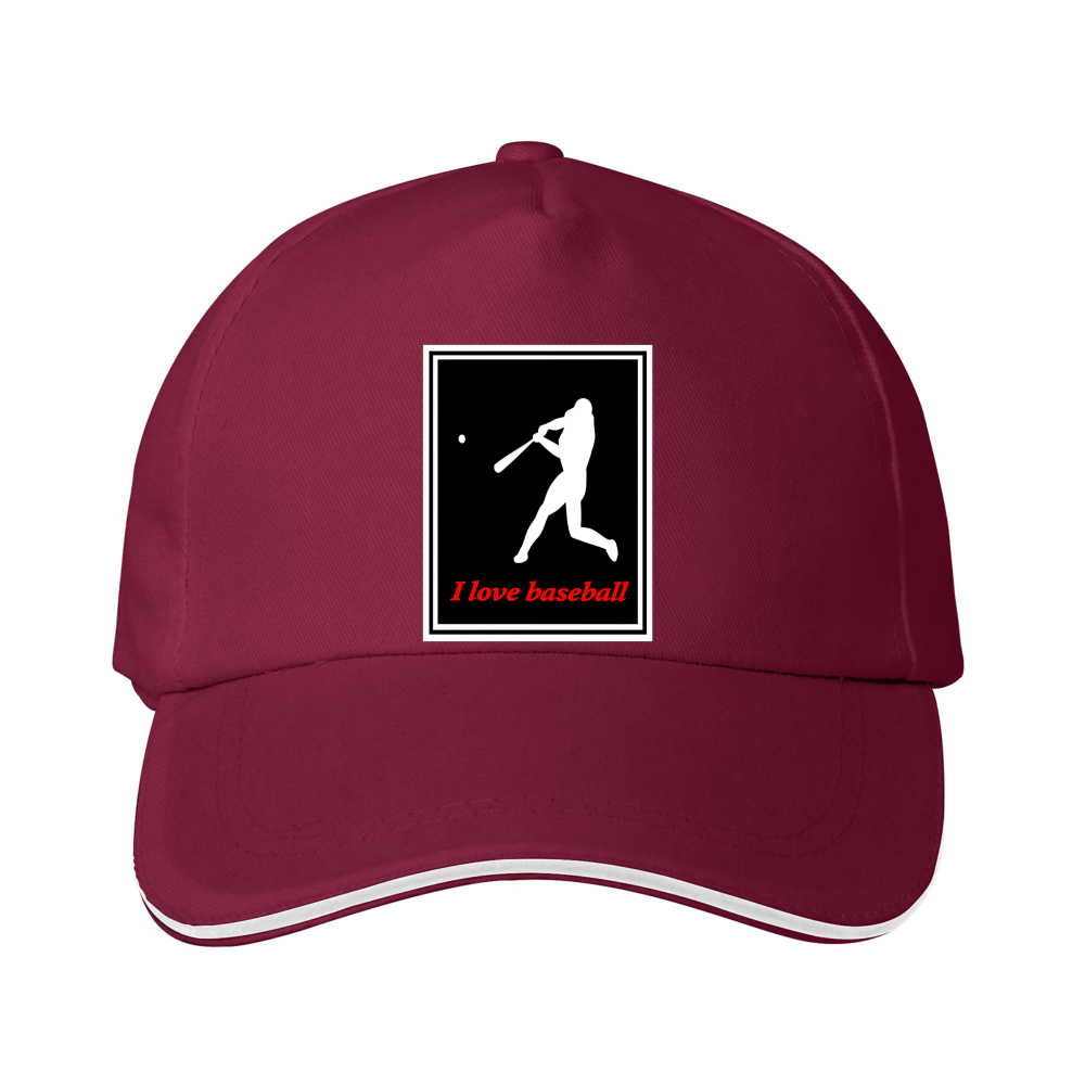 Dorawear™ Baseball Cap Player Silhouette I Love Baseball Print For Sports Fans